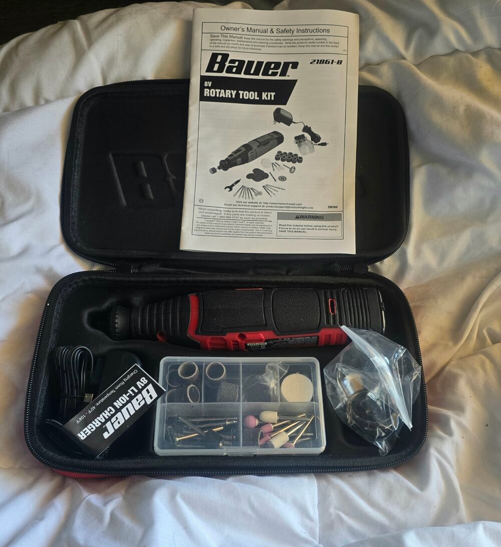 Bauer 8V Rotary Tool Kit 21661-B Accessories Charger Case